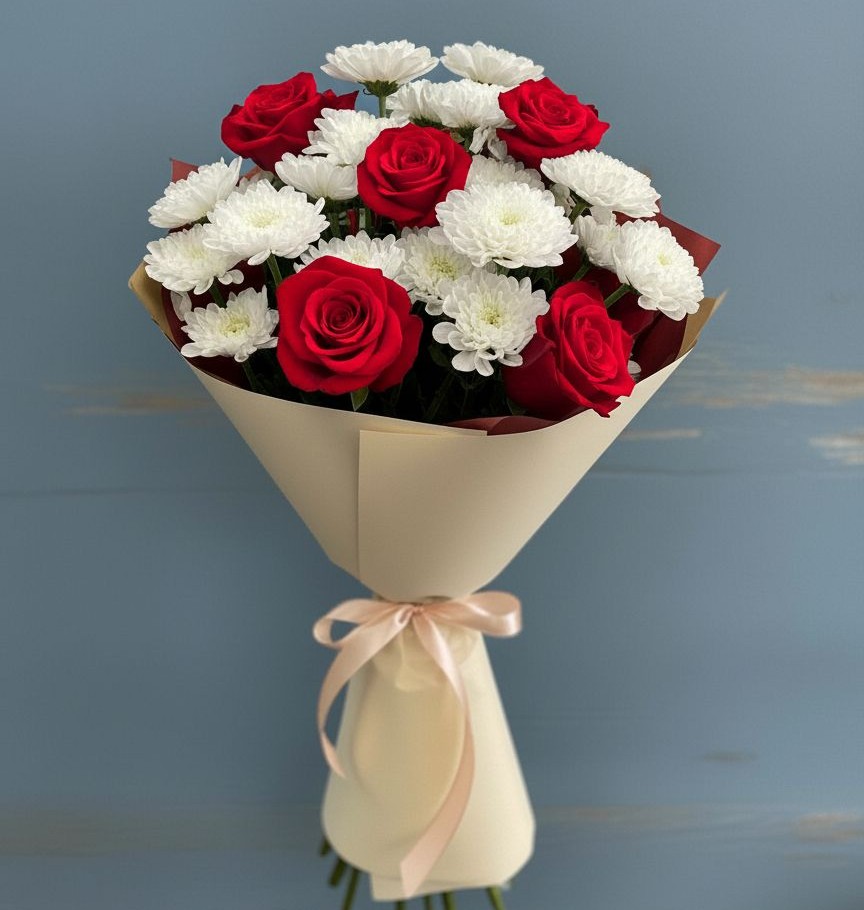 Букет цветов из: Розы и Хризантемы в Первомайском Удмуртская республика