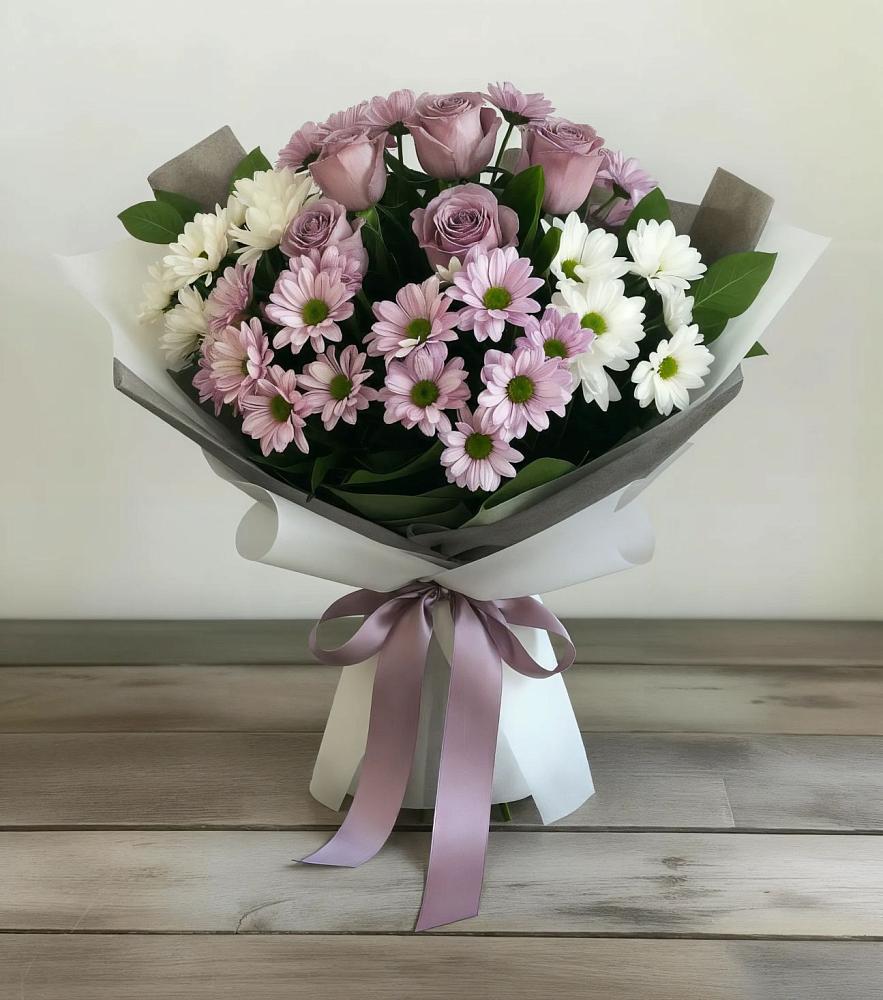 Букет цветов из: Хризантемы и Розы в Первомайском Удмуртская республика