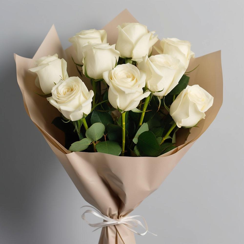 Букет 9 Белых роз Эдлесс Лав в Первомайском Удмуртская республика