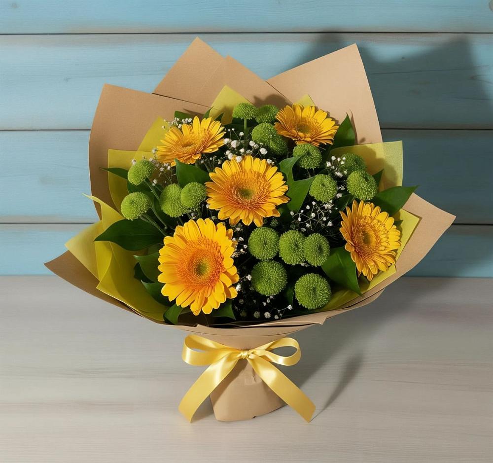 Букет цветов из: Герберы и Хризантемы в Первомайском Удмуртская республика