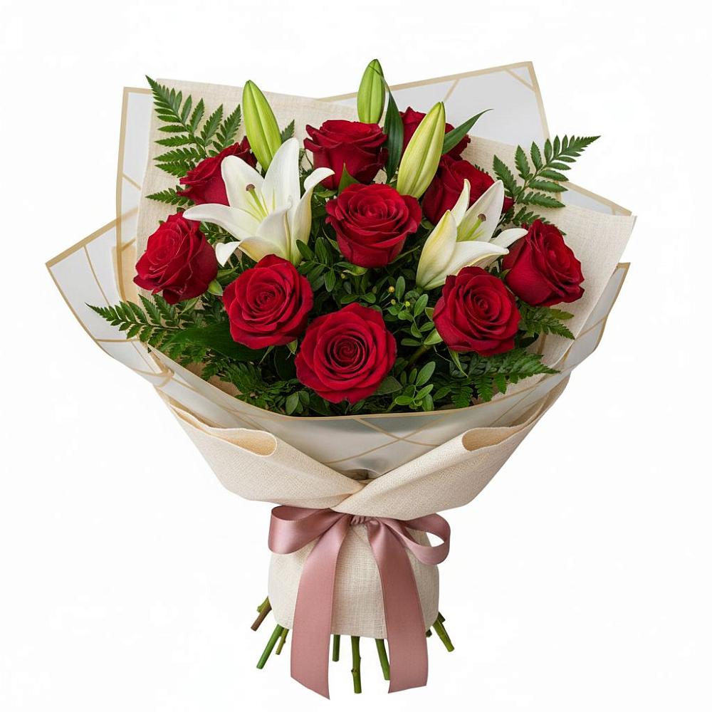 Букет цветов из: Лилии и Розы в Первомайском Удмуртская республика