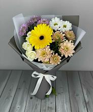 Букет цветов из:  Розы, Герберы и Хризантемы в Первомайском Удмуртская республика
