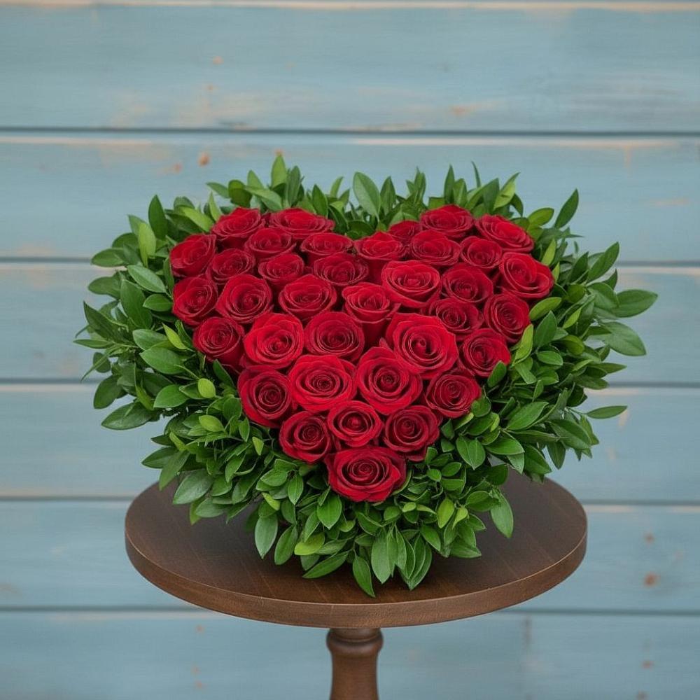 Цветочная композиция из Розы в виде сердца в Первомайском Удмуртская республика