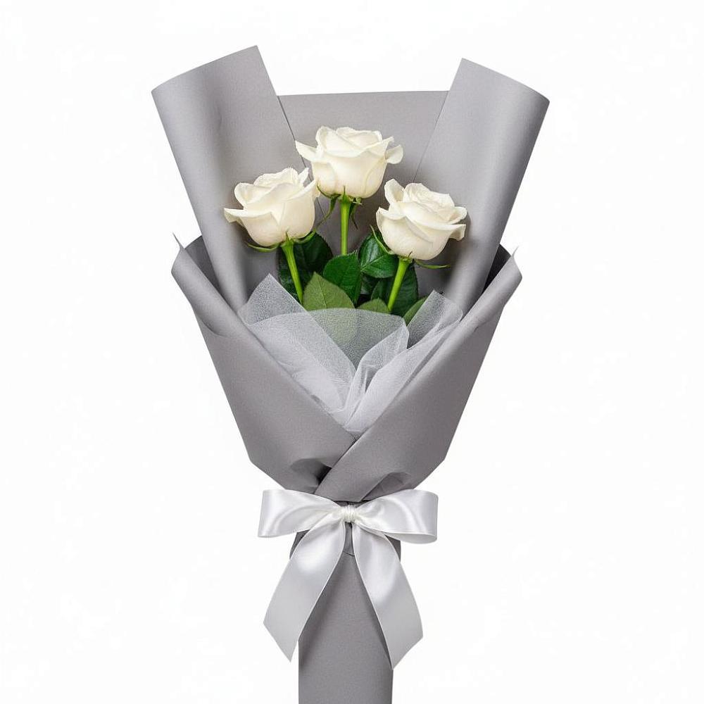Букет 3 белые розы в Первомайском Удмуртская республика