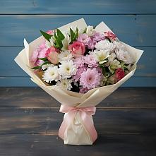 Букет цветов из:  Хризантемы, Альстромерии и Розы в Первомайском Удмуртская республика