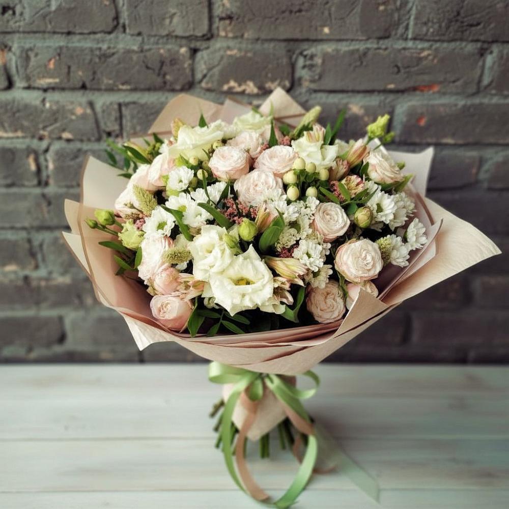 Букет цветов из: Альстромерии, Розы и Хризантемы в Первомайском Удмуртская республика