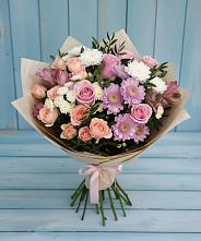 Букет цветов из:  Хризантемы, Розы и Альстромерии #REPLACE_PRED# Первомайском Удмуртская республика