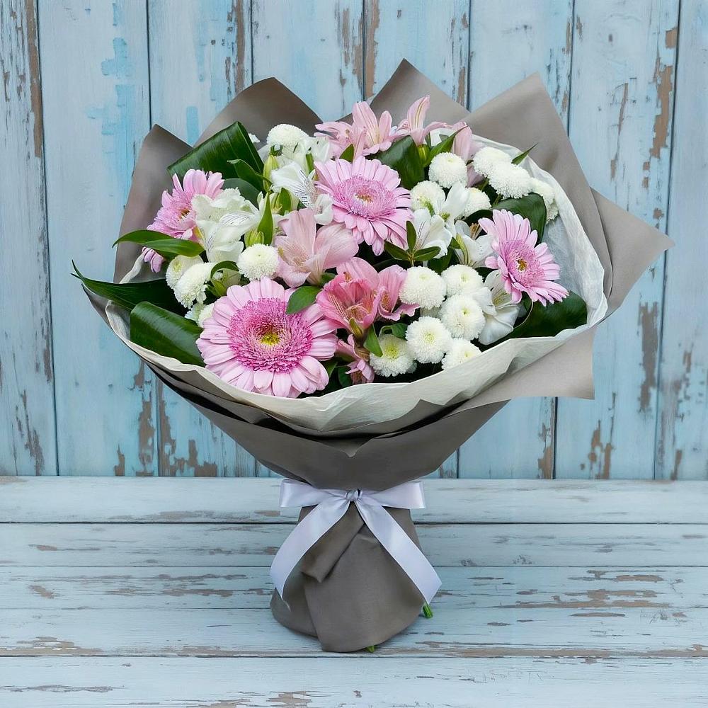 Букет цветов из: Герберы, Альстромерии и Хризантемы в Первомайском Удмуртская республика