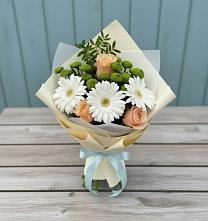 Букет цветов из:  Герберы, Розы и Хризантемы #REPLACE_PRED# Первомайском Удмуртская республика