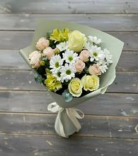 Букет цветов из:  Альстромерии, Розы и Хризантемы в Первомайском Удмуртская республика