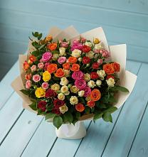Букет Микс из разноцветных кустовых роз в Первомайском Удмуртская республика